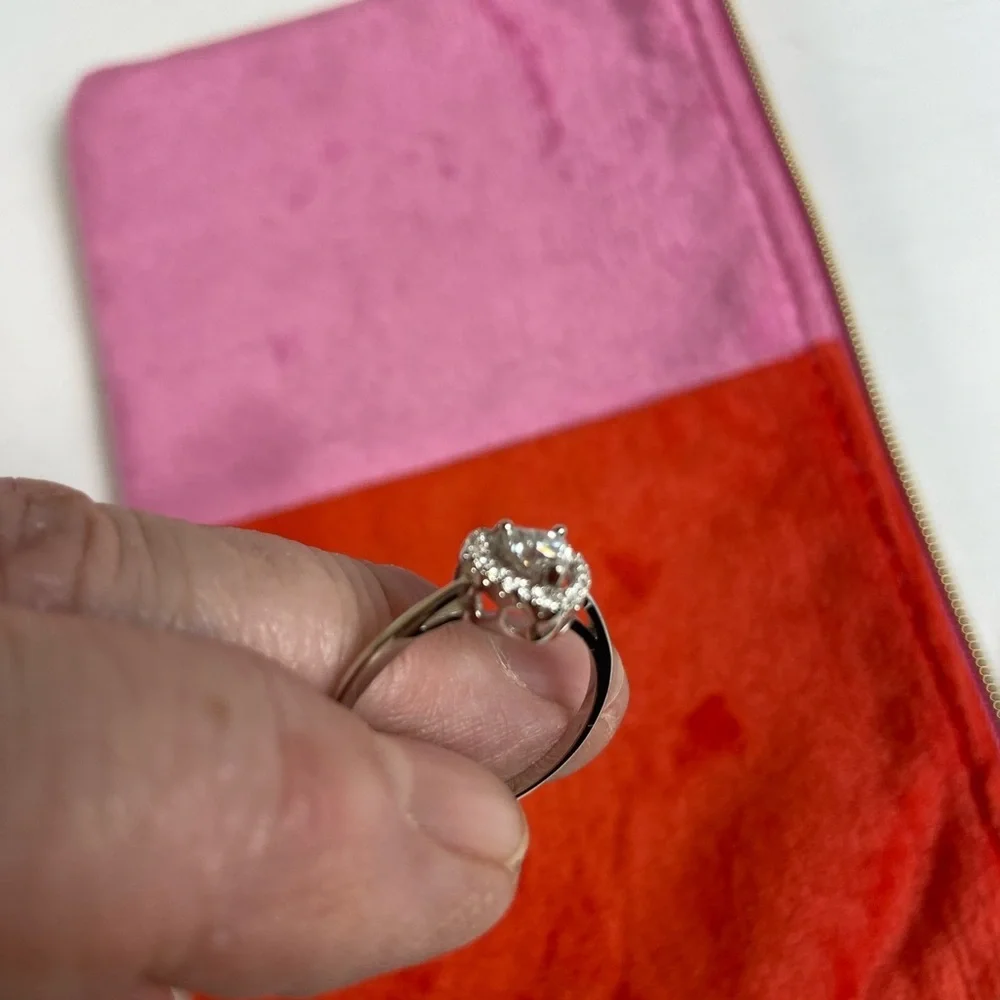 💐 Moissanite Heart Halo Ring 0.5CT Size 9 GRA Certified (Mothers Day Gift)